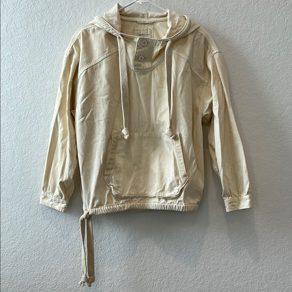 American Eagle Outfitters Cream Hooded Jacket